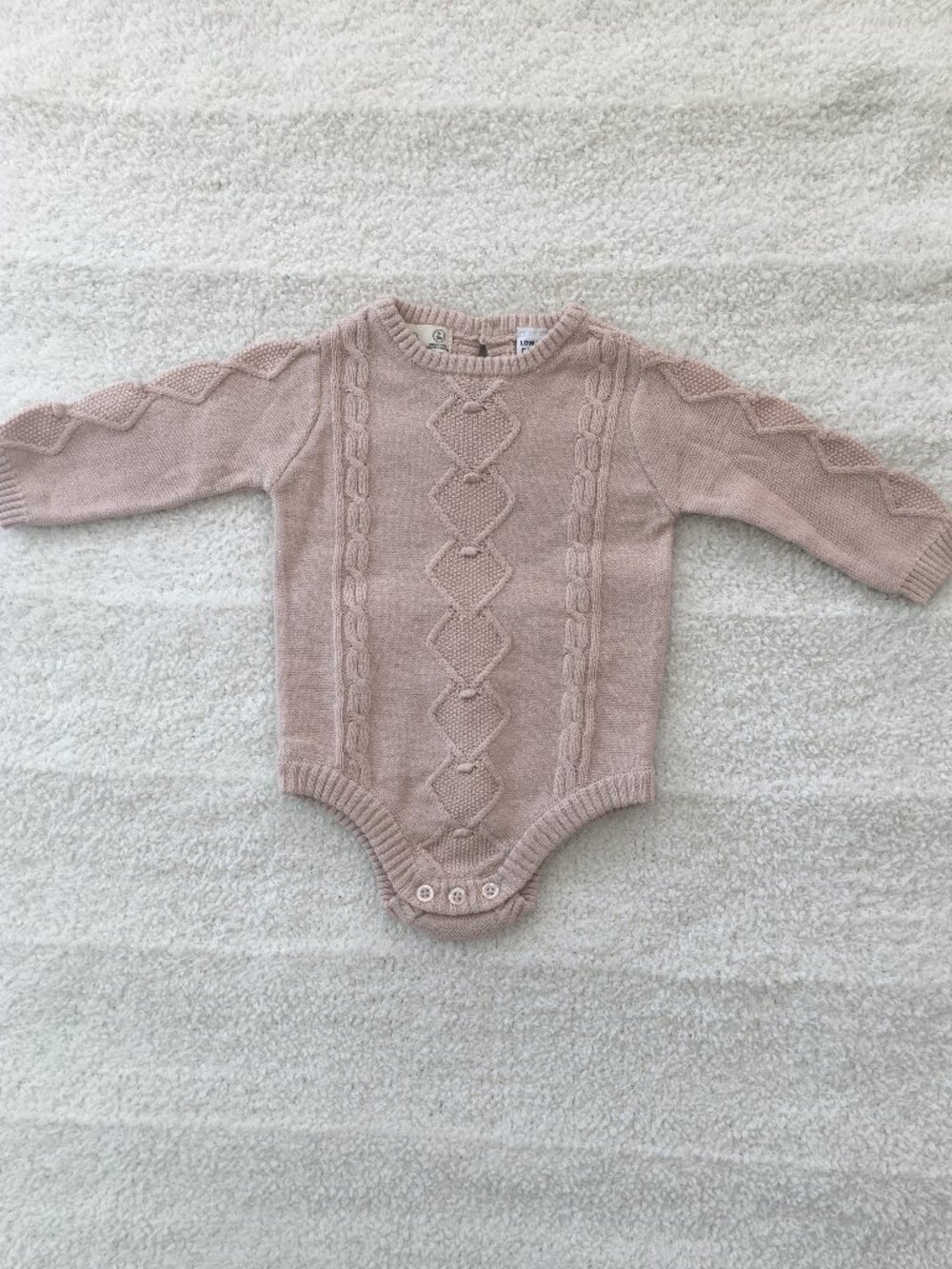 Miann & Co tan long sleeve cable knit body suit